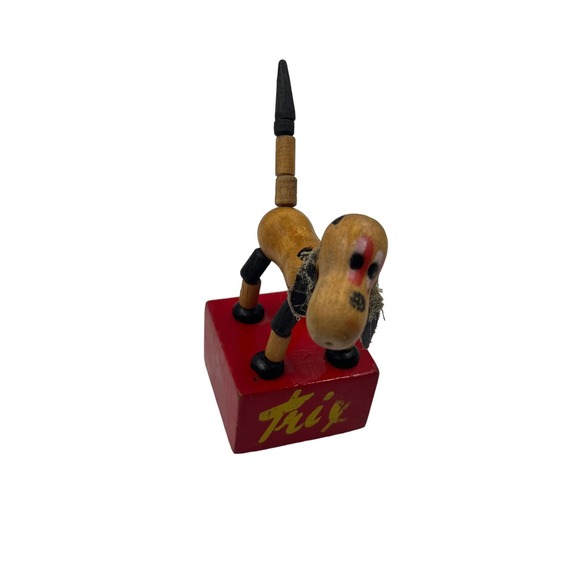 1950's Wood Push/Press-Up Kohner Dog Toy Trix Articulating Joints Dancing Stand - Picture 1 of 11